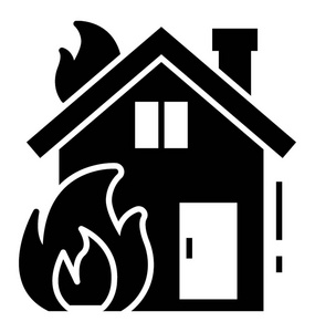 燃烧家庭字形矢量图标