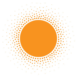 太阳图标。带渐变纹理圆圈的半色调橙色圆圈徽标设计元素。矢量插图