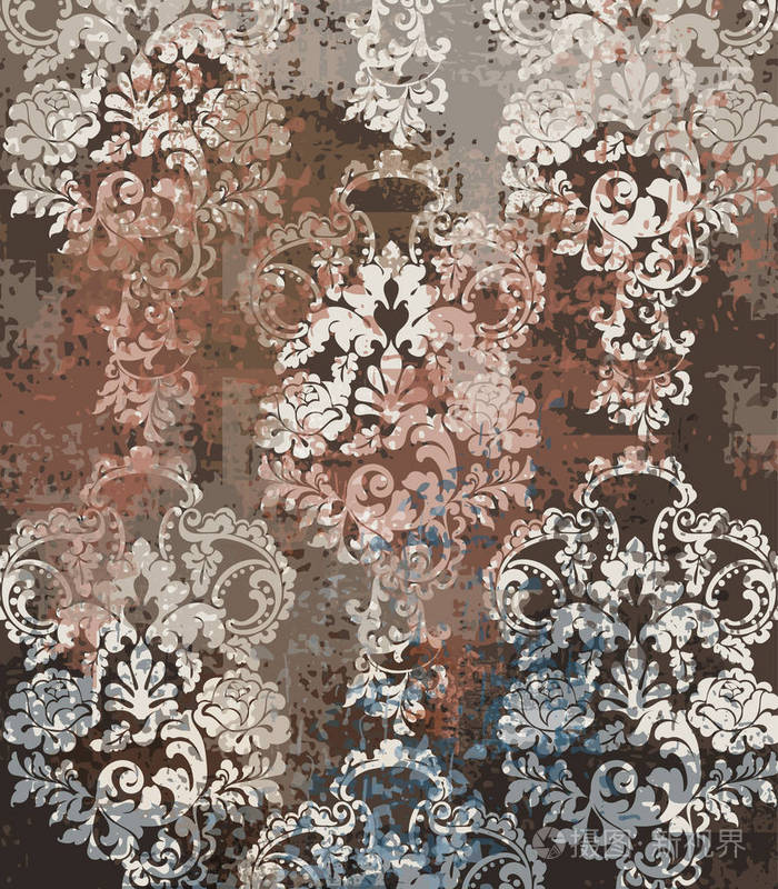 维多利亚时代的雕刻复古设计.复古面料装饰.巧克力棕色