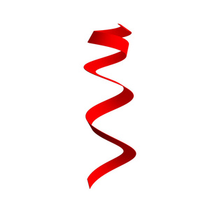 白色背景上的红色丝带，用于庆祝活动和新年生日聚会圣诞节或任何节日。 三维抽象插图