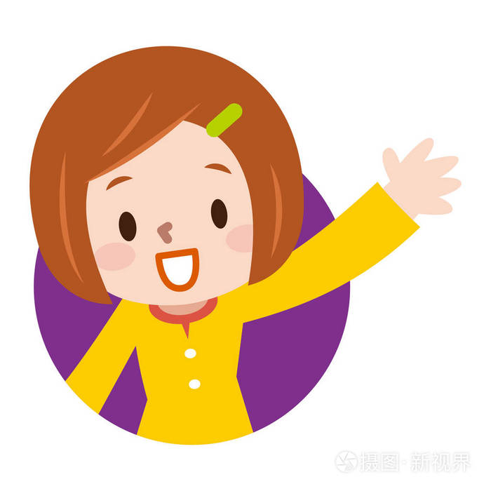 微笑的女孩挥手