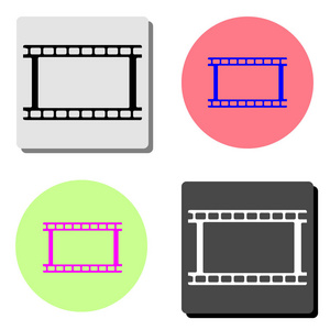 薄膜条。 四种不同颜色背景的简单平面矢量图标插图