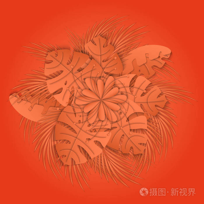 的颜色,2019年活珊瑚.3d向量图示.剪纸风格.