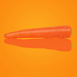 单一胡萝卜分离在橙色背景上。 杜通。