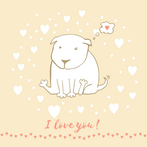 情人节贺卡。 矢量插图与狗在爱。