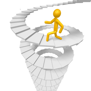 台阶卡通3d卡通人物走上台阶照片