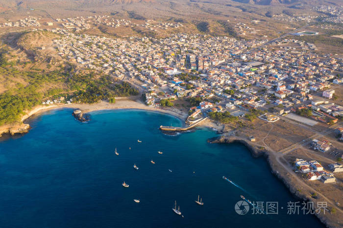 佛得角卡博韦德角圣地亚哥岛塔拉法尔海滩鸟瞰图