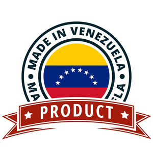 国旗按钮，刻有委内瑞拉矢量插图