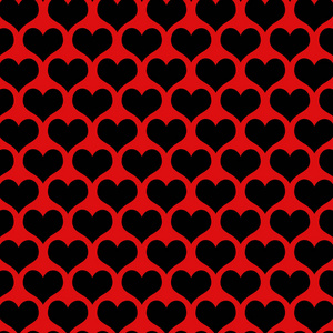 红色背景纹理图案上的黑色心脏。
