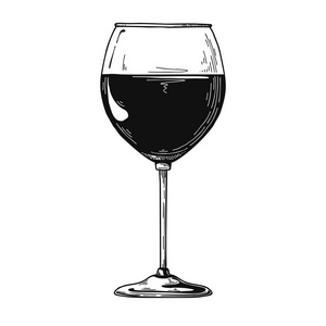 标准红酒杯。 白色背景上的矢量插图。