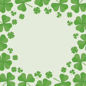 s Day frame of green clover. Vector in flat style