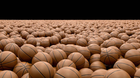 一堆篮球的三维渲染