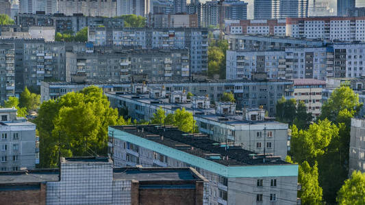 美丽的背景和景观和全景的白天城市和首都从屋顶以上的建筑广场公园。