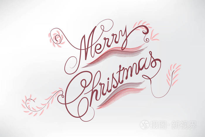 圣诞快乐花卡程式化文字矢量图像设计