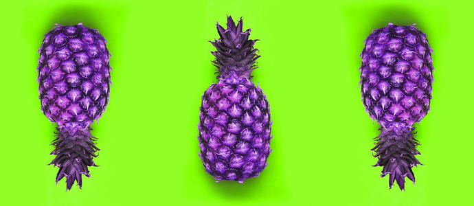 菠萝在五颜六色的背景上。