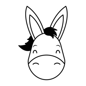 州沙漠中的野生美洲驴一套卡通灰色插图与野生动物和宠物的儿童和设计