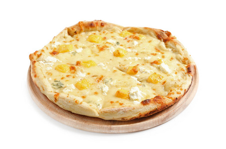 热奶酪披萨玛格丽特白色背景