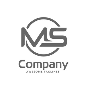 初始字母ms与圆圈标志矢量插图隔离白色背景照片