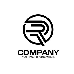独特的抽象字母r标志平面图标圆线性标志矢量设计.