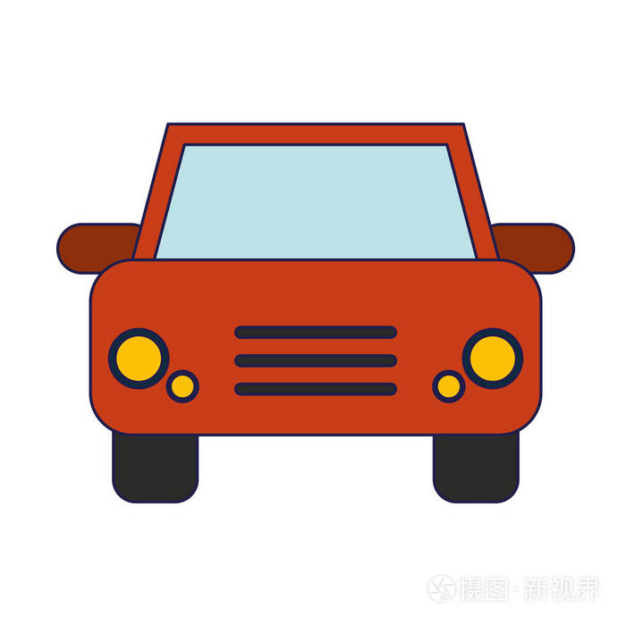 汽车正面看法被隔绝的蓝色线