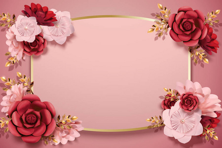 优雅的纸花背景三维插图照片