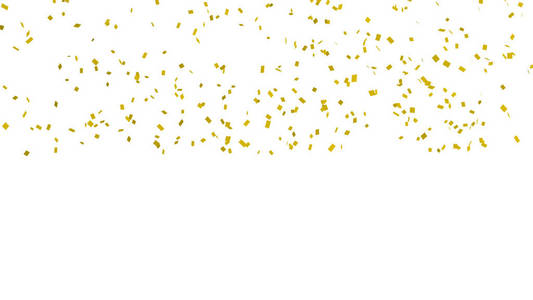 白色背景上的金色纸屑，用于庆祝活动和新年生日聚会圣诞节或任何节日。 三维抽象插图