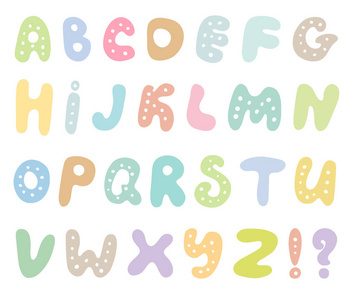 手绘ABC矢量集隔离在白色背景上。 可爱的涂鸦字母。 有趣的