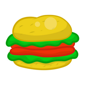 白色背景上的汉堡孤立插图