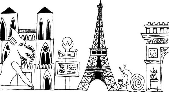 巴黎法国城市景观，描绘城市的景色和特征埃菲尔铁塔巴黎圣母院和其他