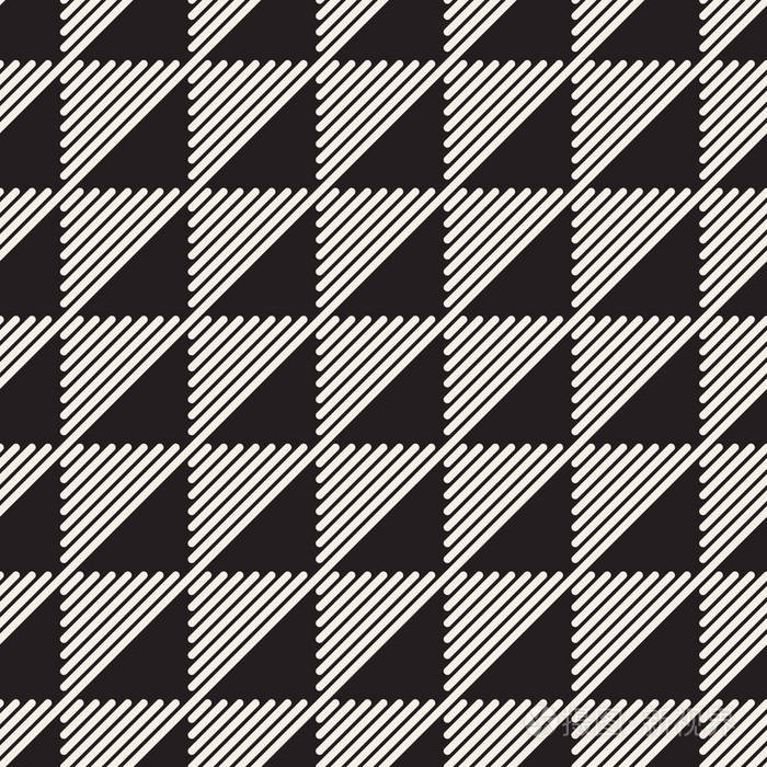 矢量无缝图案 重复抽象的背景 黑白几何设计