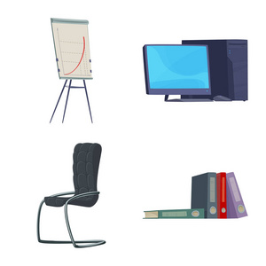 家具和工作标识的矢量插图。一套家具和家庭股票符号的网站