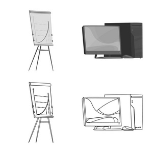 家具和工作图标的矢量插图。一套家具和家庭股票符号的网站
