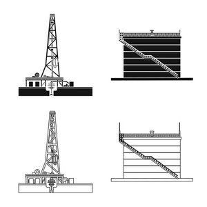 油和气符号的向量例证。石油和汽油库存的收集向量例证
