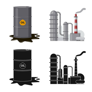 油与气图标矢量设计。收集石油和汽油股票符号的网站