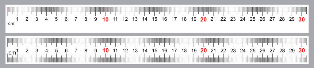 精确的测量工具 标尺网格300毫米 公制厘米大小的指示器照片