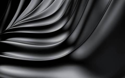 黑色丝绸窗帘和织物的背景3d 渲染照片