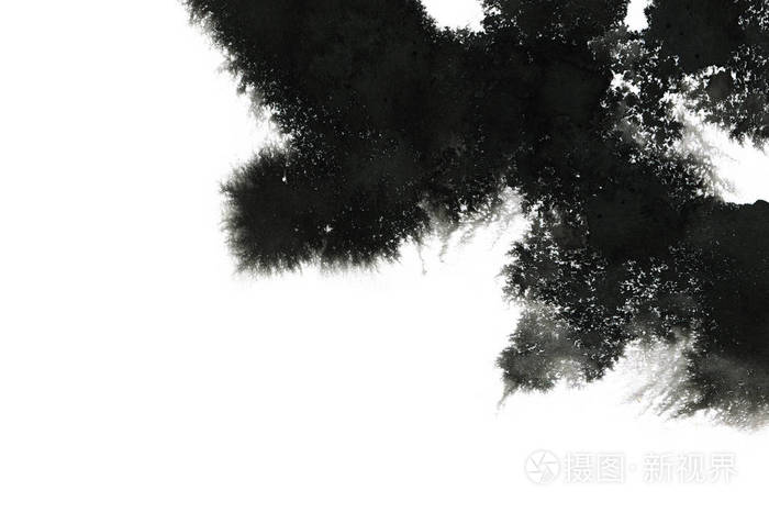 抽象墨水背景. 大理石风格. 白纸上的黑色油漆笔画纹理. 用于网页和游