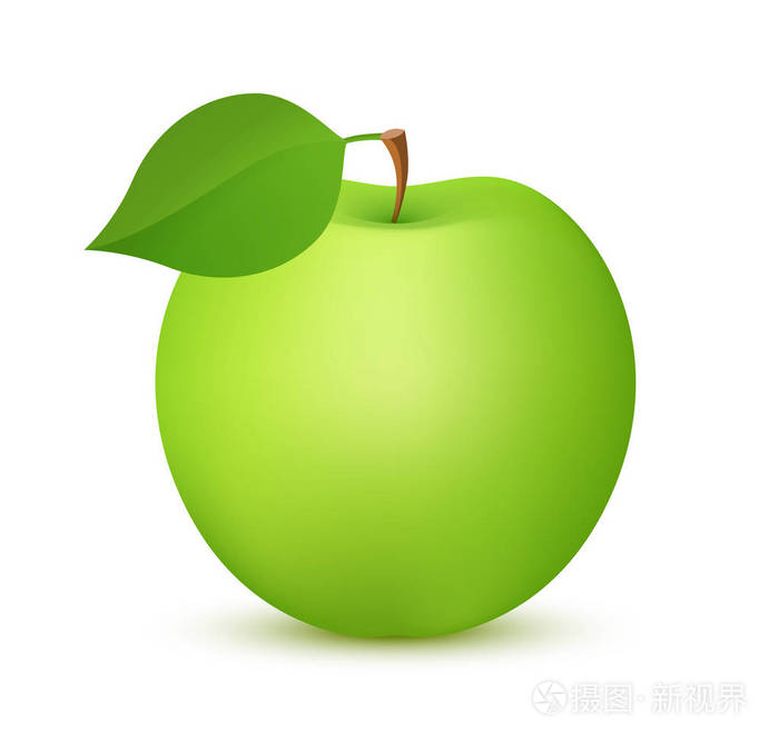 苹果果绿色, 现实的向量图标例证查出在白色背景