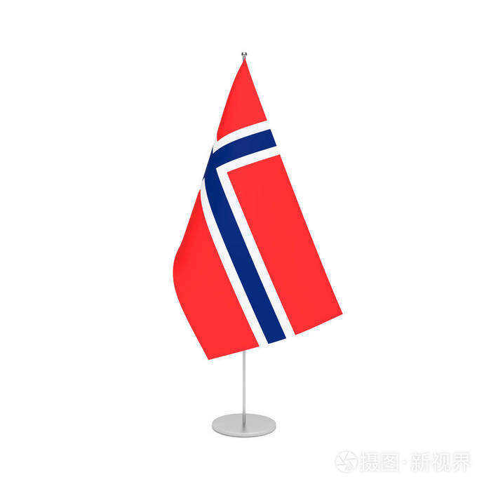 挪威国旗孤立在白色背景上 三维渲染插图.