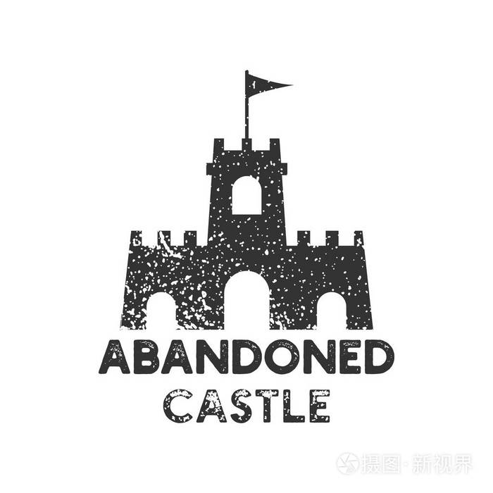 废弃城堡标志图标设计模板插图