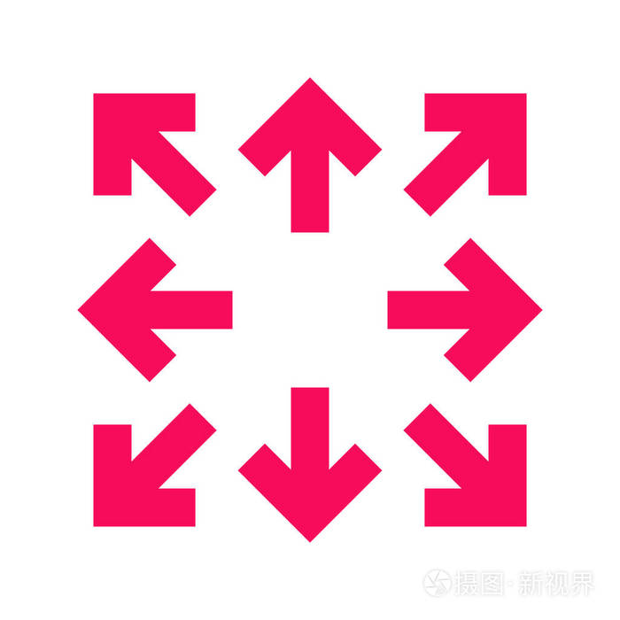 深红色箭头在8/8个不同的方向. 矢量插图eps10.