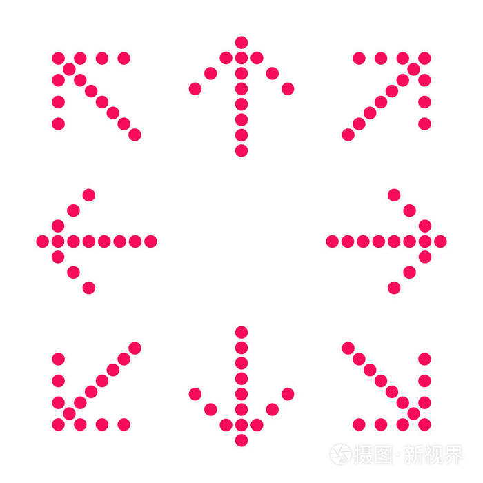 深红色箭头在8/8方向. 矢量插图eps10.