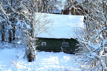 村子里白雪覆盖的房子