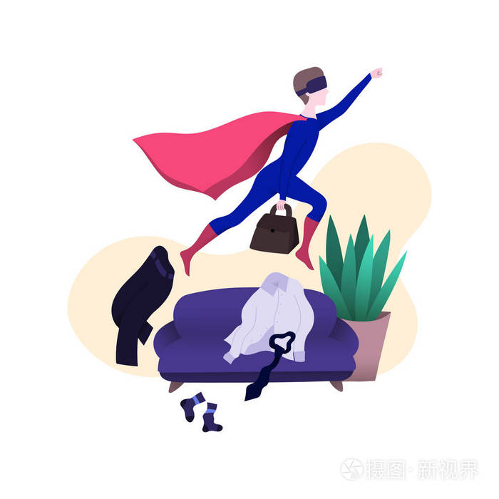 家里的男人用虚拟现实眼镜去用超能力拯救世界
