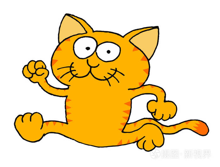 一只奔跑的小猫的可爱插图