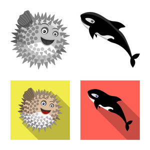 海洋和动物标志的孤立对象。海洋和海洋股票符号的网站集