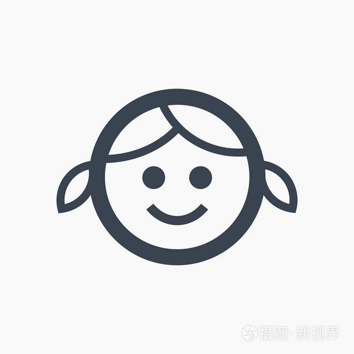 小女孩孤立了最小的图标用于网站和移动简约平面设计的子行矢量图标