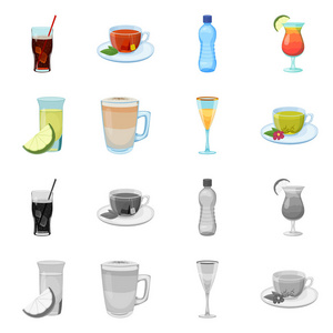 饮料和酒吧符号的矢量设计。网上酒水和派对股票符号集