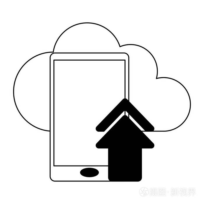 云计算技术黑白插画-正版商用图片186au1-摄图新视界
