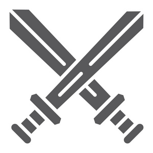 战斗字形图标, 游戏和游戏, 交叉剑符号, 矢量图形, 在白色背景上的